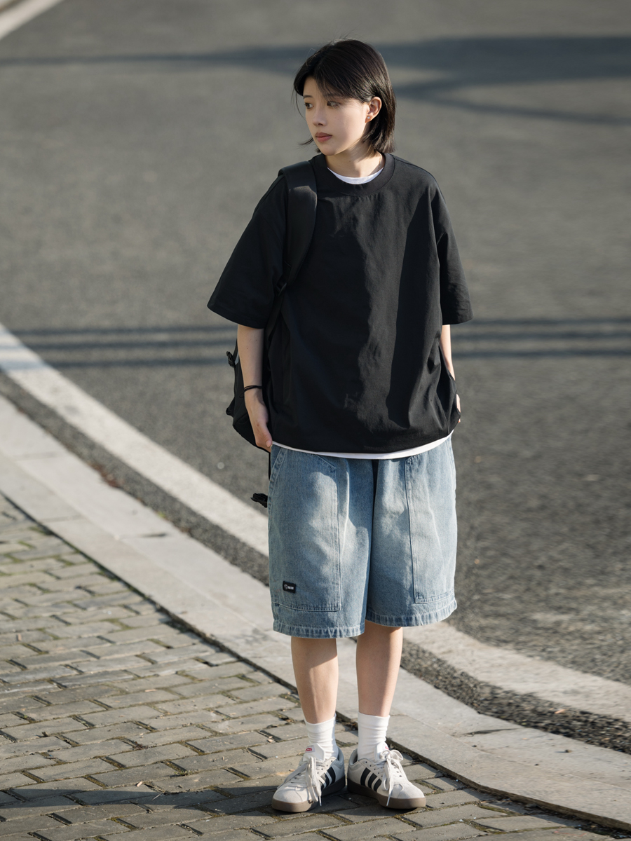 Japanese-Style Summer Solid Color Short Sleeve T-Shirt for Men - Casual Trendy 2025 Model, Versatile Fashion Essential Japanese-Style Summer Solid Color Short Sleeve T-Shirt for Men - Casual Trendy 2025 Model, Versatile Fashion Essential