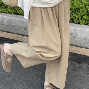Khaki Japanese-Style Plus-Size Women's Balloon Casual Pants - Summer Lightweight Nine-Point Harem Trousers