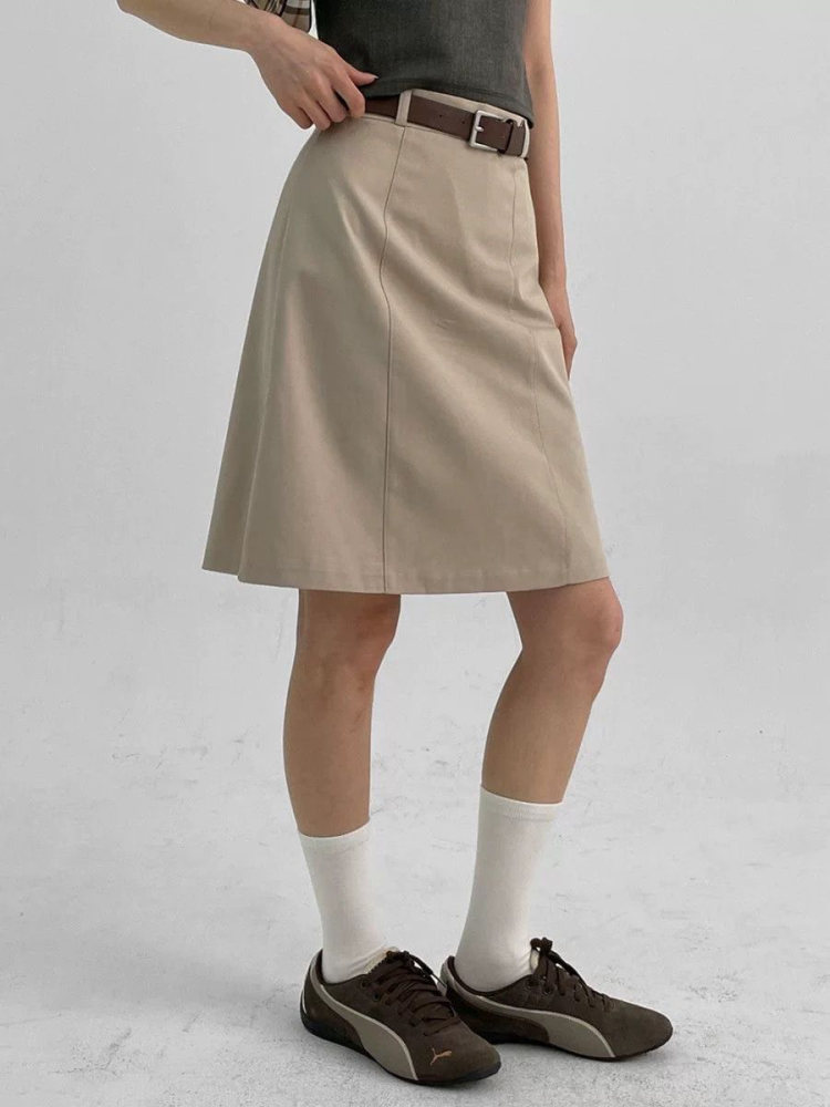 Khaki Midi Skirt for Women - Versatile Summer Bodycon Work Skirt, Professional Mid-Length Commuting Style, Chic Office Essential Khaki Midi Skirt for Women - Versatile Summer Bodycon Work Skirt, Professional Mid-Length Commuting Style, Chic Office Essential