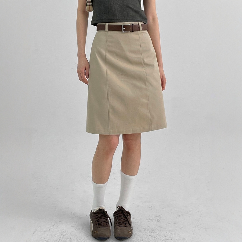 Khaki Midi Skirt for Women - Versatile Summer Bodycon Work Skirt, Professional Mid-Length Commuting Style, Chic Office Essential