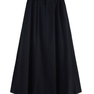 Khaki Washed Cotton High-Waisted A-Line Skirt for Pear-Shaped Body, Mid-Length Umbrella Skirt, Spring 2025 Fashion for Women