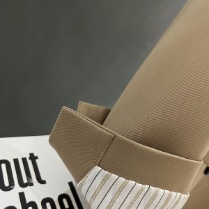 Khaki Women's Blazer Jacket - High-End British College Style for Spring and Autumn 2025, Trendy Small Suit Jacket