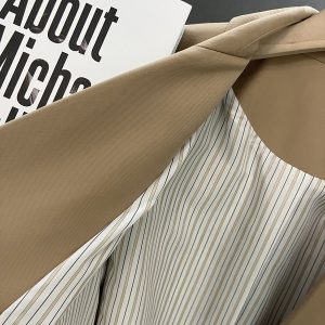 Khaki Women's Blazer Jacket - High-End British College Style for Spring and Autumn 2025, Trendy Small Suit Jacket