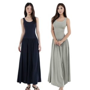 Knitted Elastic Strap Dress - Long Skirt, Boho Chic Style, Perfect for Summer, Casual and Elegant Fashion