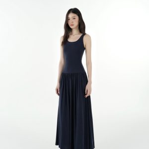 Knitted Elastic Strap Dress - Long Skirt, Boho Chic Style, Perfect for Summer, Casual and Elegant Fashion