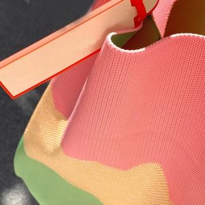 Knitted Textured Rainbow Tote Bag - Trendy Three-Color Handbag for Spring/Summer 2025 Fashion