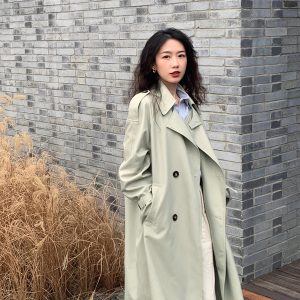 Korean Chic Long Trench Coat for Women - Mid-Length Stylish Outerwear for Spring and Autumn, Perfect for Shorter Individuals