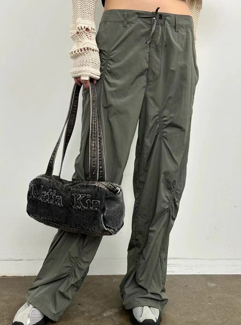 Korean Retro Letter Embroidery Washed Denim Boston Bag - Large Capacity Travel Fitness Shoulder Underarm Bag Korean Retro Letter Embroidery Washed Denim Boston Bag - Large Capacity Travel Fitness Shoulder Underarm Bag