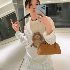 Korean Retro Little Dog Princess Print Long Sleeve T-Shirt - Casual Sun Protection Cover-Up in Pure Cotton for Women