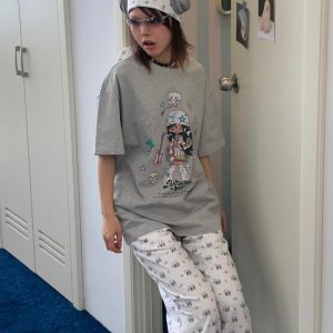 Korean Retro Musician Graphic T-Shirt - Casual Loose Fit, Age-Reducing Design, Pure Cotton Short Sleeve Top