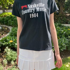 Korean Retro Sports Digital Print Fitted Cotton Top – Short Sleeve Slim Fit for a Stylish Instagram Look