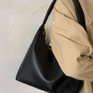 Korean Soft Leather Casual Tote Shoulder Bag for Women - 2025 Minimalist Underarm Bag in Lazy Style