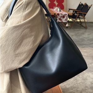 Korean Soft Leather Casual Tote Shoulder Bag for Women - 2025 Minimalist Underarm Bag in Lazy Style