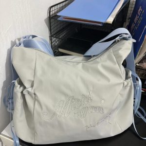 Korean Style 2025 Summer Sweet Underarm Tote Bag with Lettering, Large Capacity Versatile Shoulder Handbag for Everyday Use