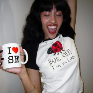 Korean Style Beetle Cartoon Print Color-Blocking Short-Sleeve Slim-Fit High-Stretch Cotton T-Shirt for Trendy Casual Wear