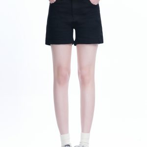 Korean Style Black High-Waisted Ultra-Short Denim Shorts for Women - Slimming Summer Elastic Rolled-Edge Hot Pants