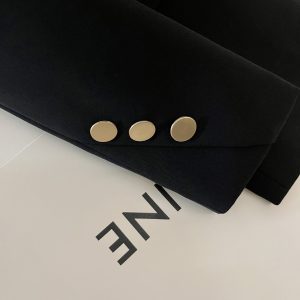 Korean Style Black Metal Buckle Vintage Blazer for Women - 2025 Spring Autumn Petite Fashion Jacket