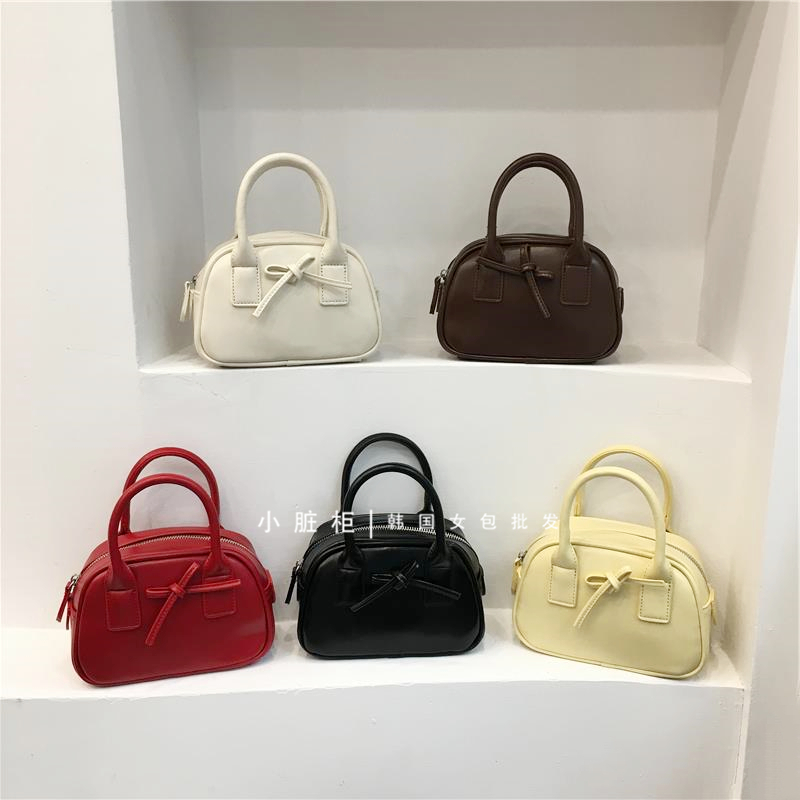 Korean Style Bowknot Handheld Bowling Bag - Small Crossbody Shoulder Bag for Spring 2025 Fashion