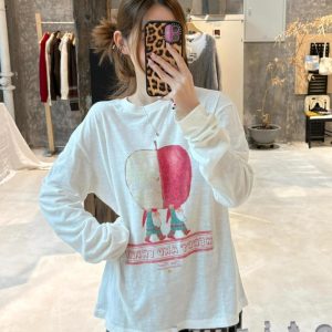 Korean Style Cartoon Print Loose Round Neck Long Sleeve T-Shirt in Soft Bamboo Cotton - Casual & Comfortable Fashion Essential