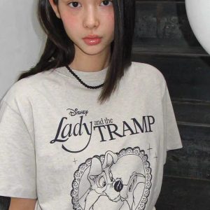 Korean Style Cartoon Printed Casual Loose Fit Cotton Short Sleeve T-Shirt for Women - Versatile Comfort for Everyday Wear