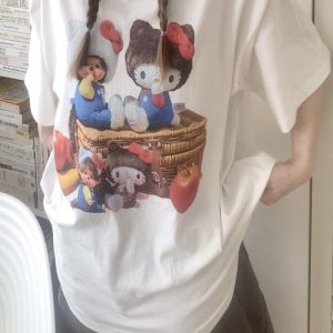 Korean Style Casual Kitty Princess Cartoon Print Loose Cotton Short Sleeve T-Shirt - Versatile Comfort Top