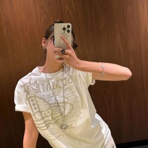 Korean Style Casual Letter Slogan Printed Loose Cotton Round Neck Short Sleeve T-Shirt for Women