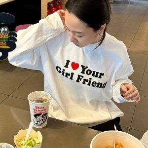 Korean Style Casual Loose Fit Color-Blocking Top with Youthful Dog Cartoon Print - Pure Cotton Comfort