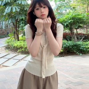 Korean Style College Two-Piece Set for Women - Slim Fit Knitted Top with Shawl & Slimming Skirt - Summer New Arrival