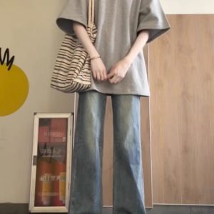 Korean-Style Color-Blocked Patchwork Plaid Polo T-Shirt for Girls - Short Sleeve Summer Top for Middle and High School Students - Gray