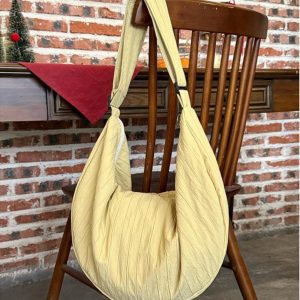 Korean-Style Cotton-Linen Textured Dumpling Tote Bag - Casual Large Capacity Shoulder Crossbody Bag for Everyday Use