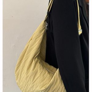 Korean-Style Cotton-Linen Textured Dumpling Tote Bag - Casual Large Capacity Shoulder Crossbody Bag for Everyday Use