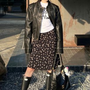 Korean Style Floral Bodycon Half Skirt for Women - Elegant Elastic Waist A-Line Short Skirt for Spring and Summer Fashion