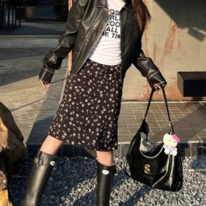 Korean Style Floral Bodycon Half Skirt for Women - Elegant Elastic Waist A-Line Short Skirt for Spring and Summer Fashion