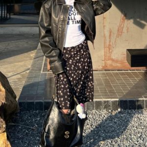 Korean Style Floral Bodycon Half Skirt for Women - Elegant Elastic Waist A-Line Short Skirt for Spring and Summer Fashion