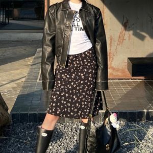 Korean Style Floral Bodycon Half Skirt for Women - Elegant Elastic Waist A-Line Short Skirt for Spring and Summer Fashion