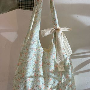 Korean-Style Floral Canvas Tote Bag for Women, 2025 Large-Capacity Commuting Shoulder Bag