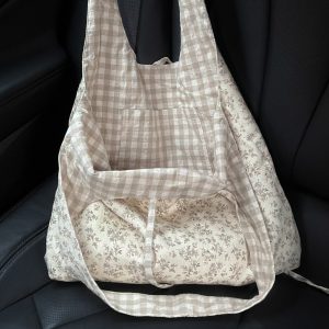 Korean-Style Floral Mesh Vest Tote Bag - Large Capacity Commuter Shoulder Bag for Students, Artistic Design, Fairy Aesthetic