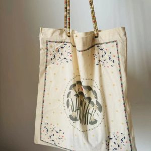 Korean-Style Floral Printed Canvas Tote Bag, Casual Large Capacity Shoulder Bag, Versatile Fashionable Everyday Use