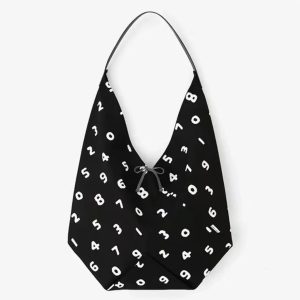 Korean-Style Large Capacity Casual Tote Bag, Versatile Underarm Design, Minimalist Hexagonal Canvas for Digital Commuting