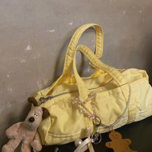 Korean-Style Large-Capacity Casual Travel Bag, Versatile Cylindrical Handbag for Shoulder and Underarm Use