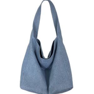 Korean Style Large-Capacity Denim Canvas Commuting Shoulder Bag - Versatile Lazy Wind Tote for Everyday Use