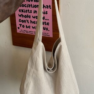 Korean Style Large-Capacity Denim Canvas Commuting Shoulder Bag - Versatile Lazy Wind Tote for Everyday Use