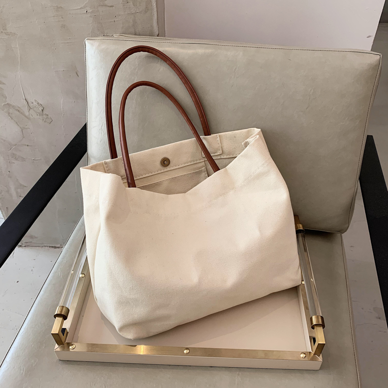 Korean-Style Large Capacity Eco-Friendly Canvas Shoulder Bag - Artistic Handheld Backpack for Women