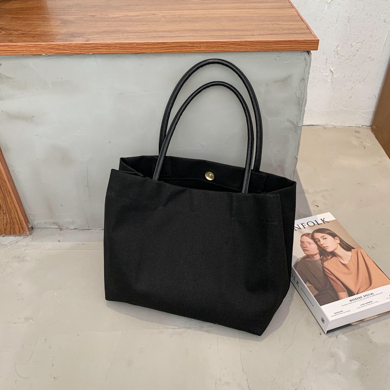 Korean-Style Large Capacity Eco-Friendly Canvas Shoulder Bag - Artistic Handheld Backpack for Women