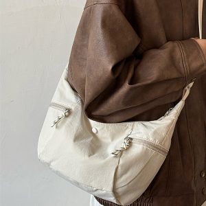 Korean Style Large-Capacity Nylon Tote Bag for Women - 2025 High-End Shoulder Crossbody Bag