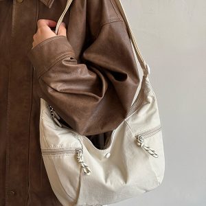 Korean Style Large-Capacity Nylon Tote Bag for Women - 2025 High-End Shoulder Crossbody Bag