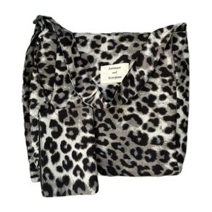 Korean-Style Leopard Print Wool Tote Bag for Women | Large Capacity Mother-Daughter Shoulder Crossbody Bag