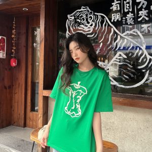 Korean Style Loose Fit Short Sleeve T-Shirt for Women - Summer 2025 Pure Cotton Round Neck Casual Top