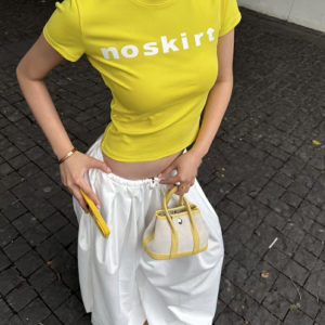 Korean Style Minimalist Letter Print Fitted Short-Sleeve High-Stretch Cotton T-Shirt for Women