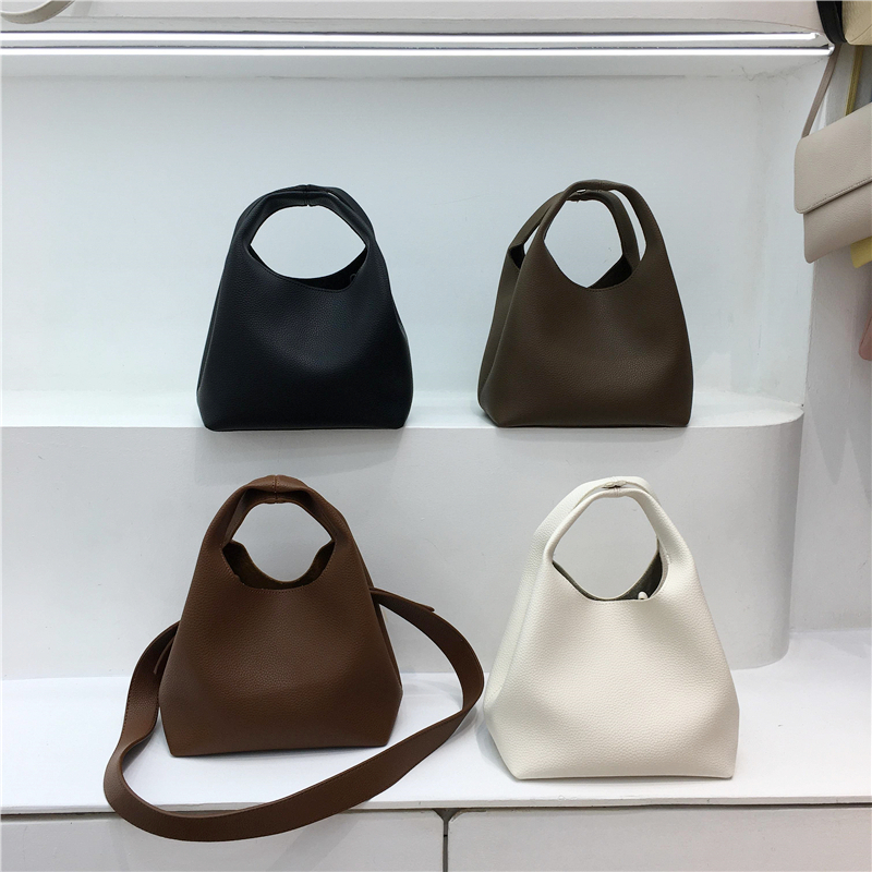 Korean Style Minimalist Retro Vegetable Basket Tote Bag - Commuter Bucket Crossbody Bag for Everyday Use